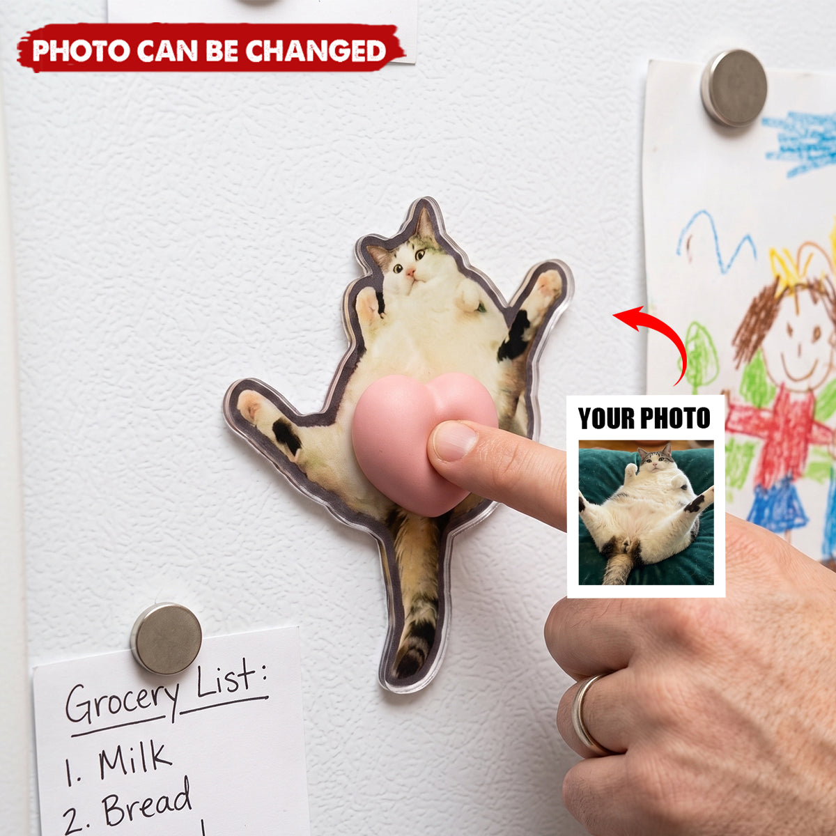 Custom Photo Pet, Cute Dog, Cat 3D Squishy Pink Butt - Personalized Fridge Magnet