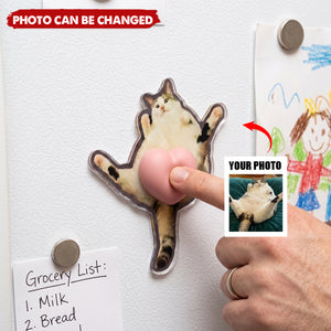 Custom Photo Pet, Cute Dog, Cat 3D Squishy Pink Butt - Personalized Fridge Magnet