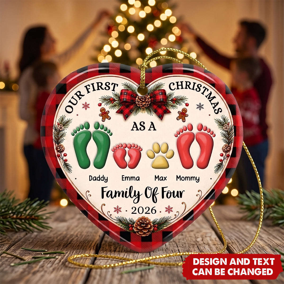 Custom First Christmas Ceramic Ornament - Personalized Christmas Baby Shower Gifts For New Moms, New Dads, New Parents - Walking Together In Love