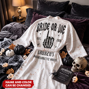 Halloween Bachelorette Party Bride Or Die - Personalized Robe
