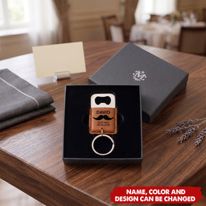 Groomsman Best Man - Personalized Leather Bottle Opener Keychain