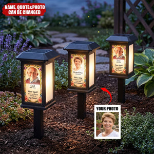 Custom Photo Stained Glass Memorial Your Light Will Always Shine In My Heart - Personalized Solar Garden Light