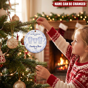 Our First Christmas As A Family Of Three, Four - Personalized Ceramic Ornament