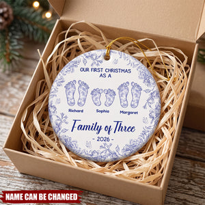 Our First Christmas As A Family Of Three, Four - Personalized Ceramic Ornament