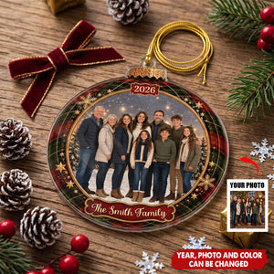 Custom Photo Acrylic Ornament - Personalized Christmas Birthday Gifts For Mom, Dad, Brother, Sister - Love Makes A Family Whole