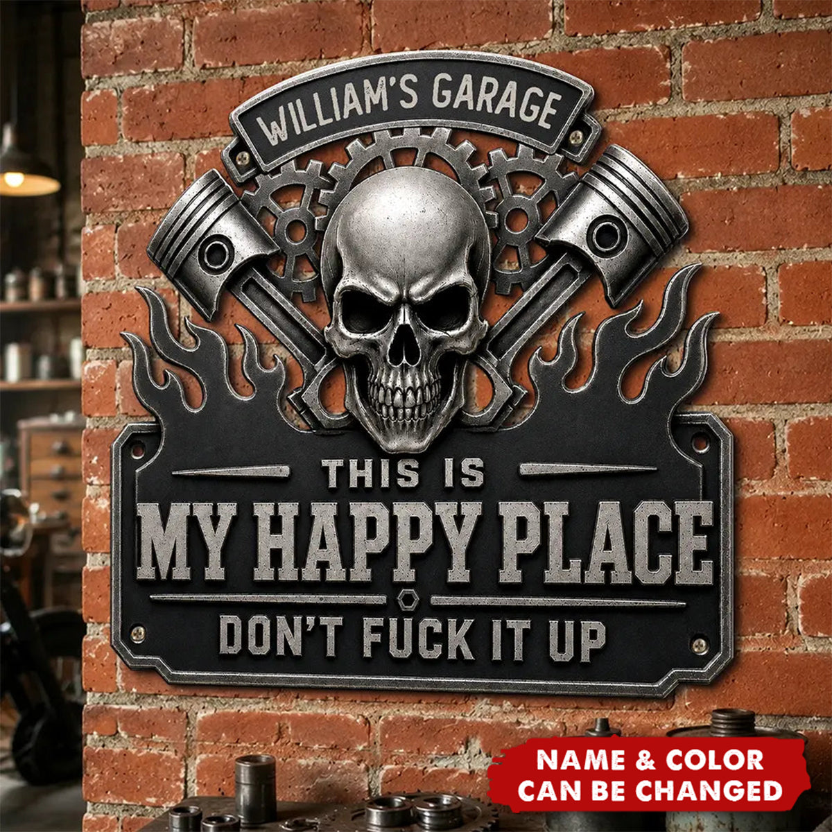 This Is My Happy Place Garage - Personalized Custom Shaped Metal Sign