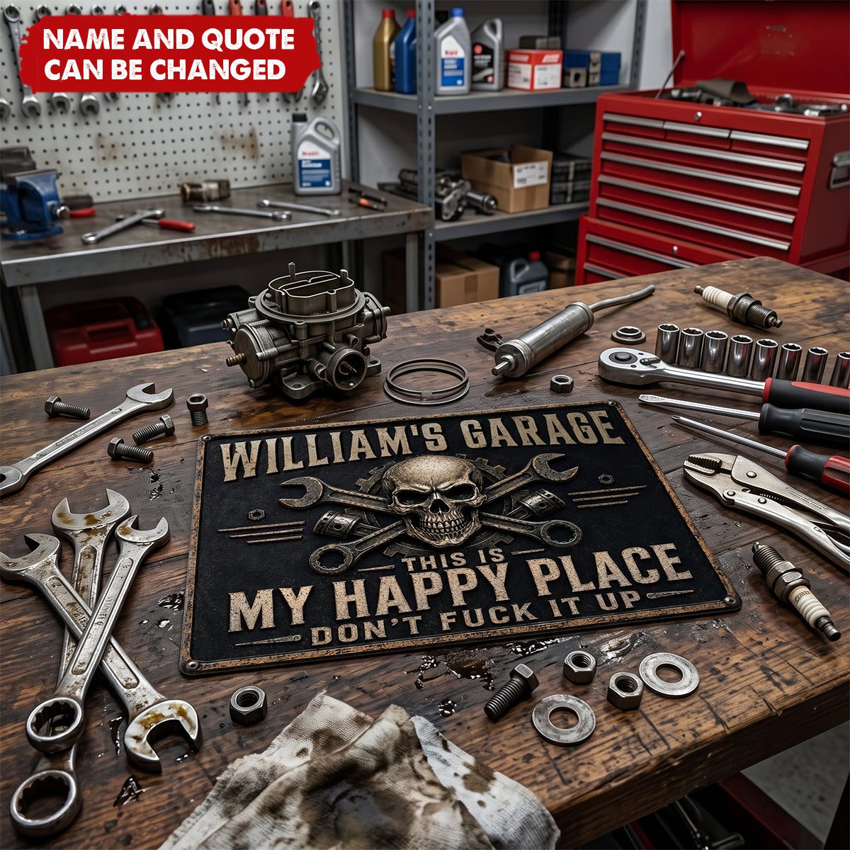 Custom Home Decor Metal Sign - Personalized Birthday Gifts For Husband, Son, Grandson, Brother, Grandpa, Dad, Yourself, Mechanic - Just Fix It Yourself