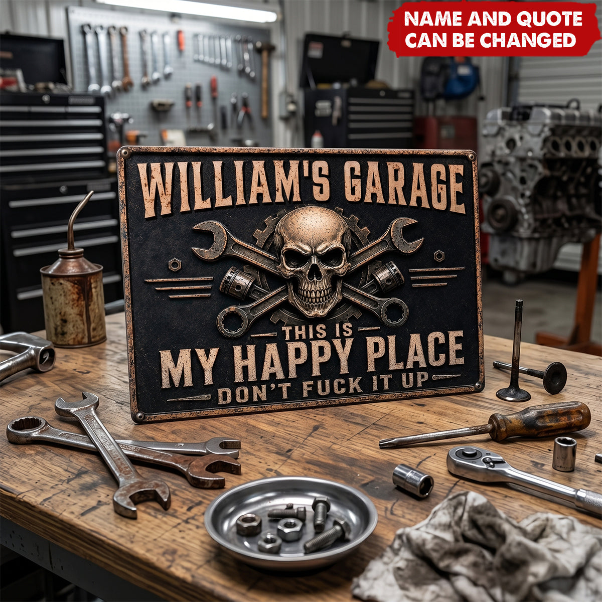 Custom Home Decor Metal Sign - Personalized Birthday Gifts For Husband, Son, Grandson, Brother, Grandpa, Dad, Yourself, Mechanic - Just Fix It Yourself