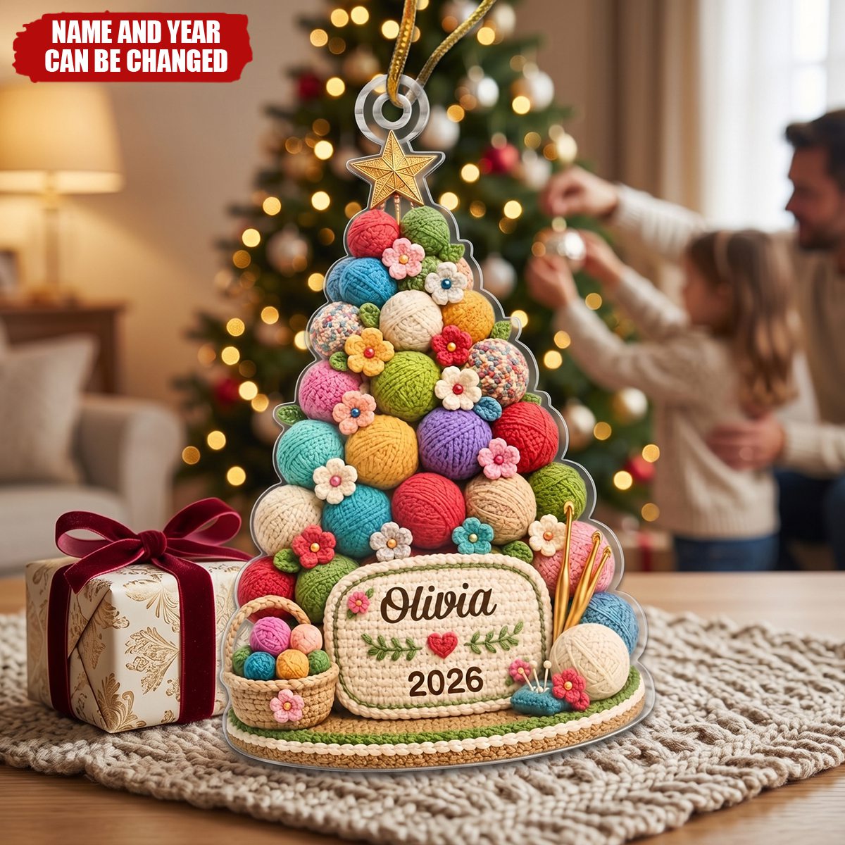 Custom Crochet Acrylic Ornament - Personalized Christmas Birthday Gifts For Women, Men