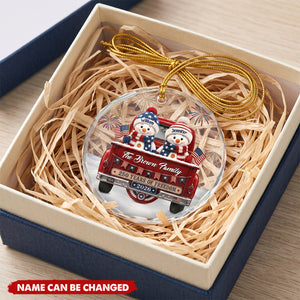Snowman 250 Years Of Freedom - Personalized Circle Glass Ornament