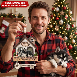 Custom First Christmas Wooden Ornament With Tag - Personalized Christmas Birthday Gifts For Dog Cat Lovers, Dog Dad And Mom, Cat Owners - Curled Up In Love