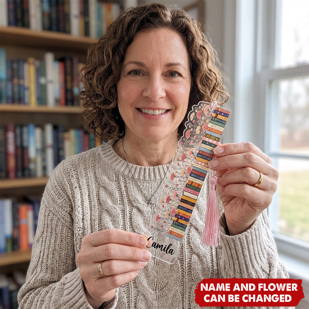 Custom Name & Birthflower For Book Lovers, Book Clubs - Custom Bookmark