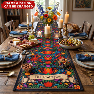 Mexican Cinco De Mayo Floral Fiesta Dia De Los Muertos - Personalized Table Runner