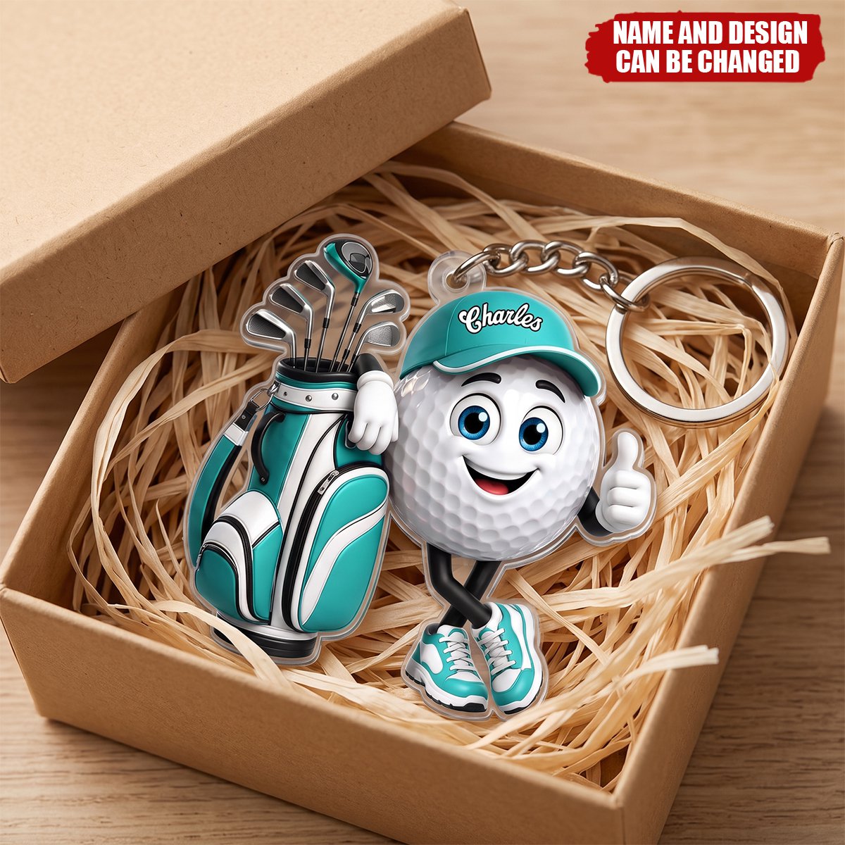 Golf Ball Golfer - Personalized Acrylic Keychain