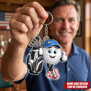 Golf Ball Golfer - Personalized Acrylic Keychain