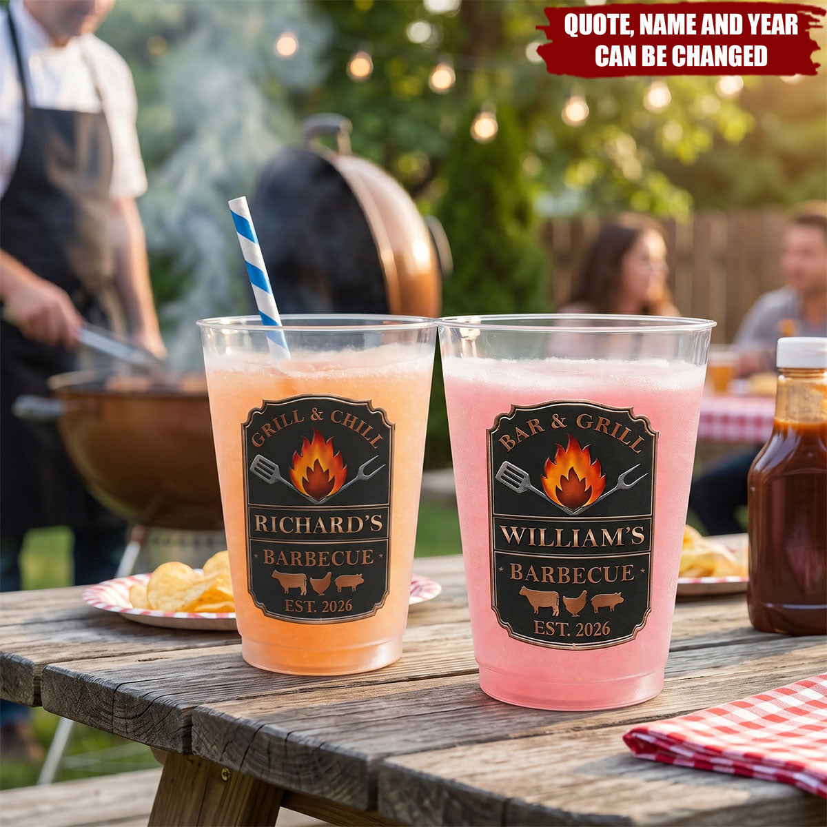 Smoke House And Grill Barbecue - Personalized Frosted Cups