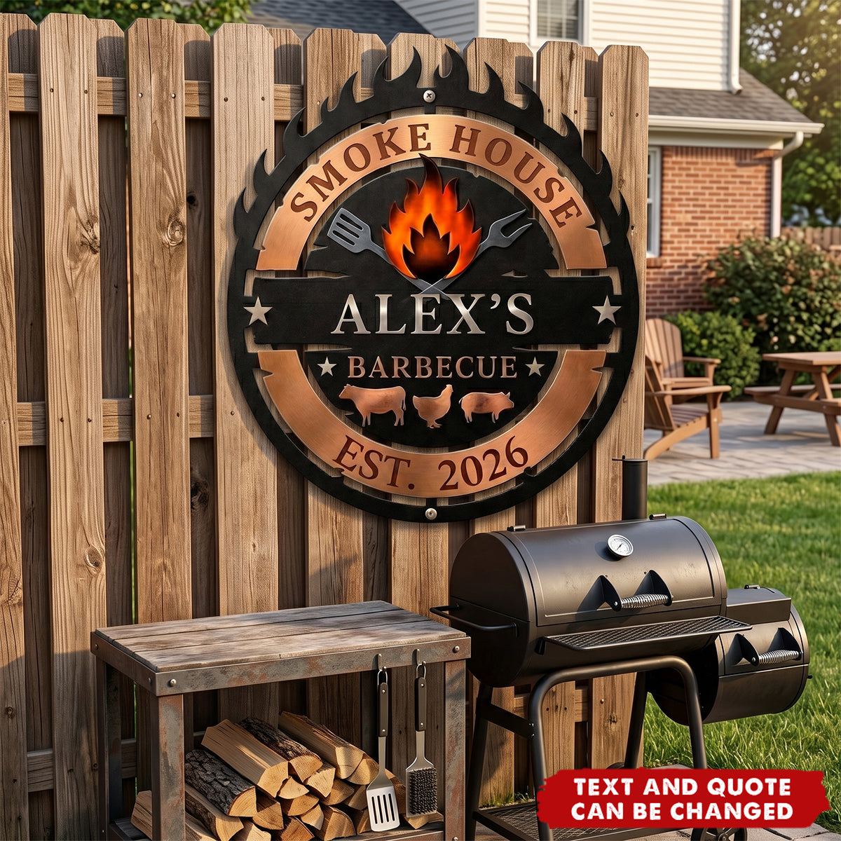Smoke House & Grill - Personalized Metal Sign