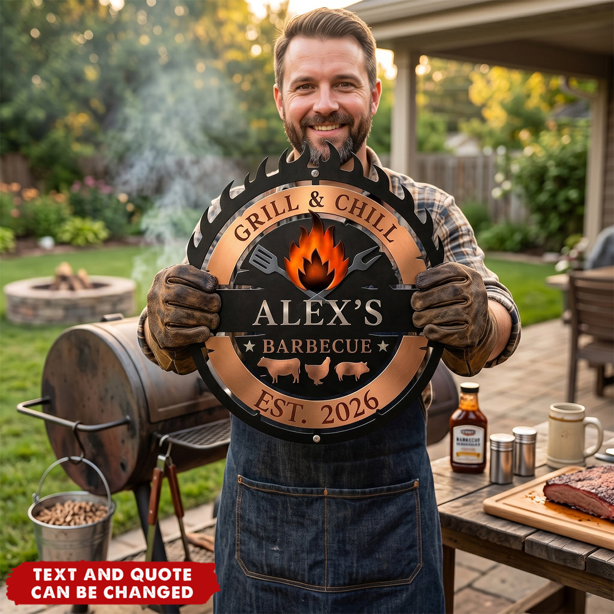 Smoke House & Grill - Personalized Metal Sign