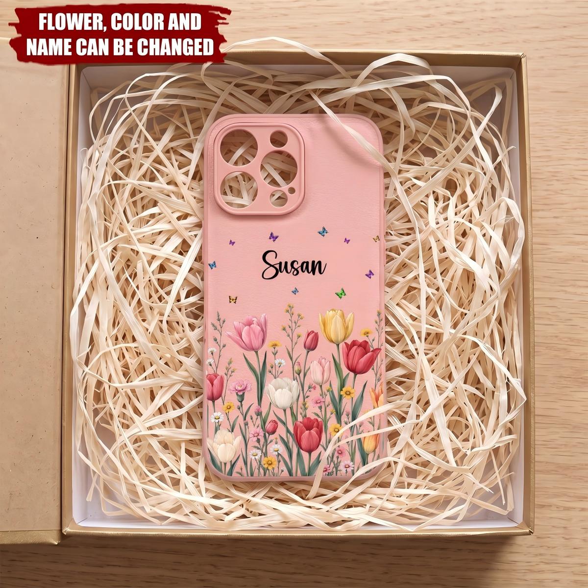 Custom Name & Birth Flower For Her, Coworkers, Daughter, Friends - Personalized Phone Case