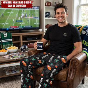Christmas Gift Custom Name & Number For American Football Lovers - Personalized Lounge Pants