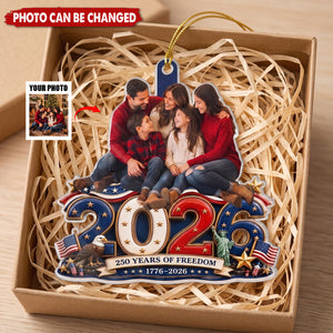 Custom Photo Acrylic Ornament - Personalized America 250th Anniversary Christmas Gifts For Mom, Dad, Brother, Sister