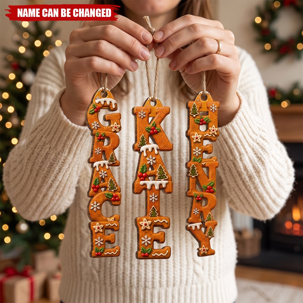 Custom Letter Wooden Ornament - Personalized Christmas Birthday Gifts For Mom, Dad, Brother, Sister