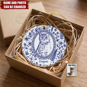 Custom Photo Portrait Christmas Gift For Pet Lover - Personalized Ornament