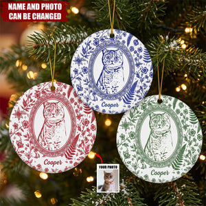 Custom Photo Portrait Christmas Gift For Pet Lover - Personalized Ornament