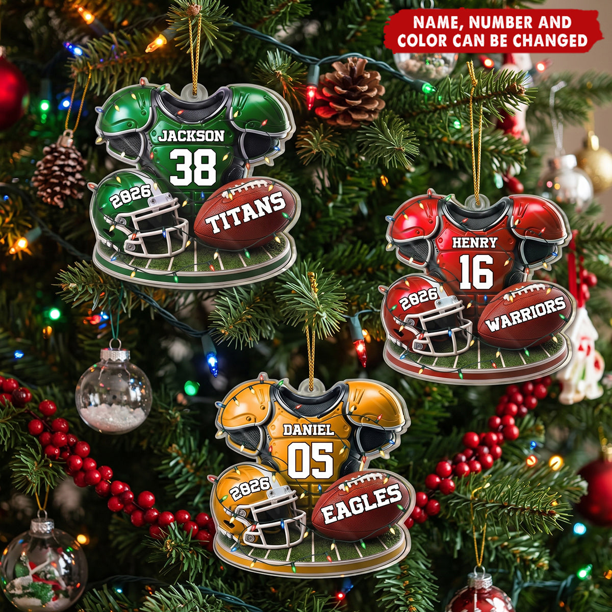 Custom America Football Acrylic Ornament - Personalized Christmas Birthday Gifts For America Football Lovers, Sports Fans