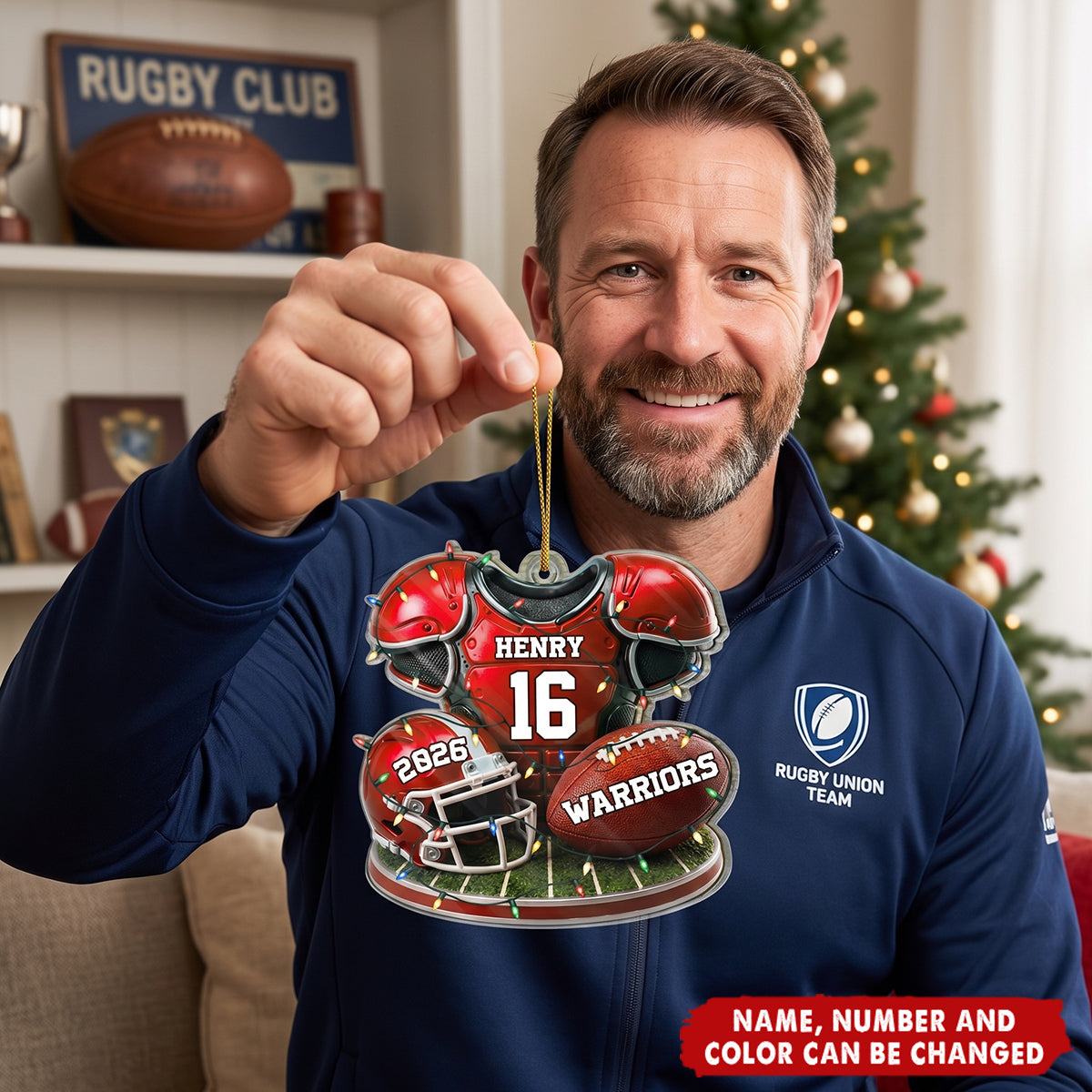 Custom America Football Acrylic Ornament - Personalized Christmas Birthday Gifts For America Football Lovers, Sports Fans