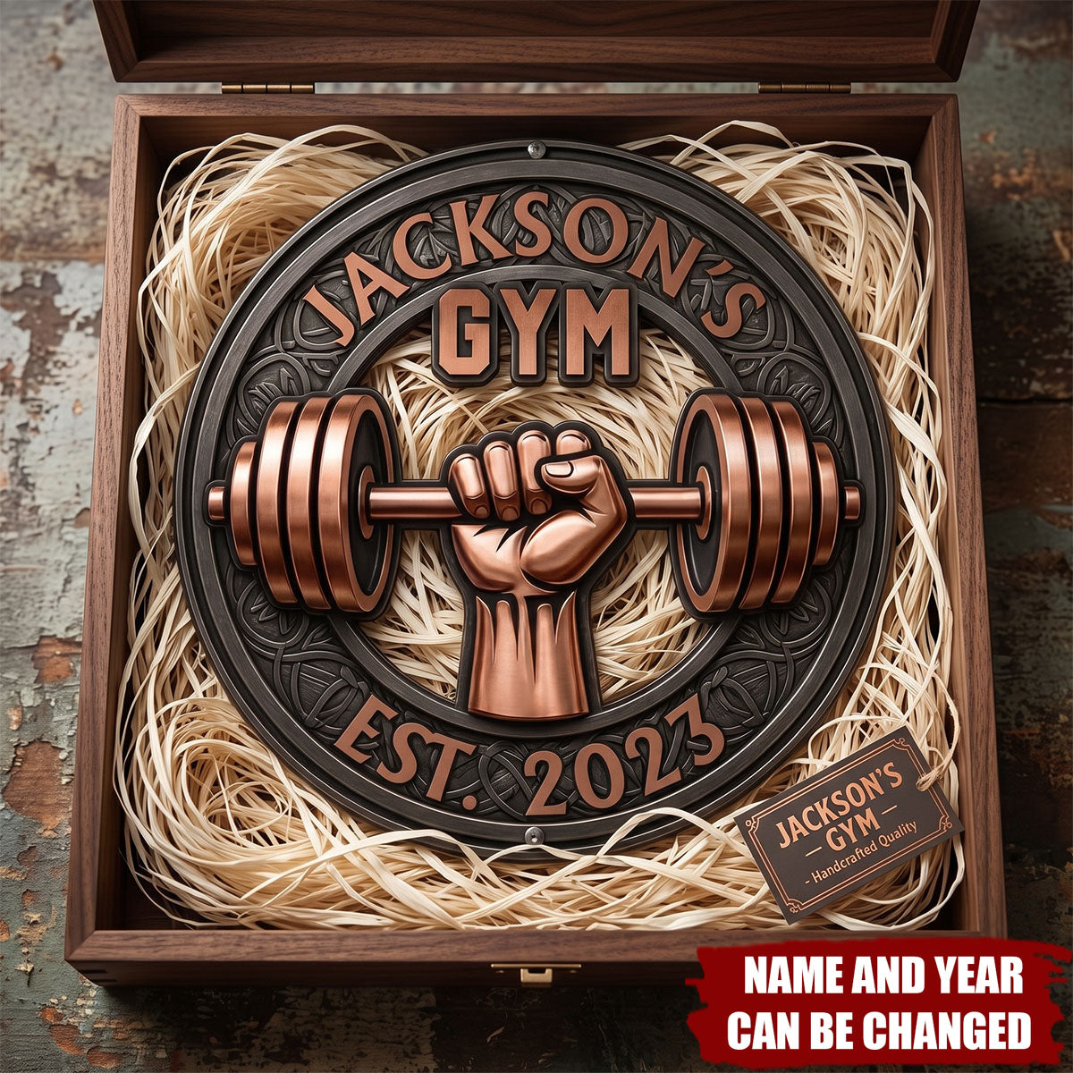 Custom Name, Year , Weightlifting Wall Art, Workout Room Decor Gift For Gym Lovers - Personalized Metal Sign