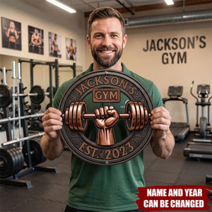 Custom Name, Year , Weightlifting Wall Art, Workout Room Decor Gift For Gym Lovers - Personalized Metal Sign