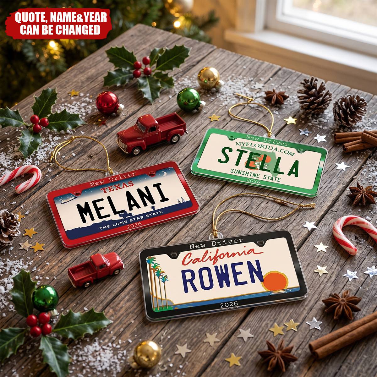 New Driver Custom State Car Plate Ornament, First Teenager Car Gift - Personalized Ornament