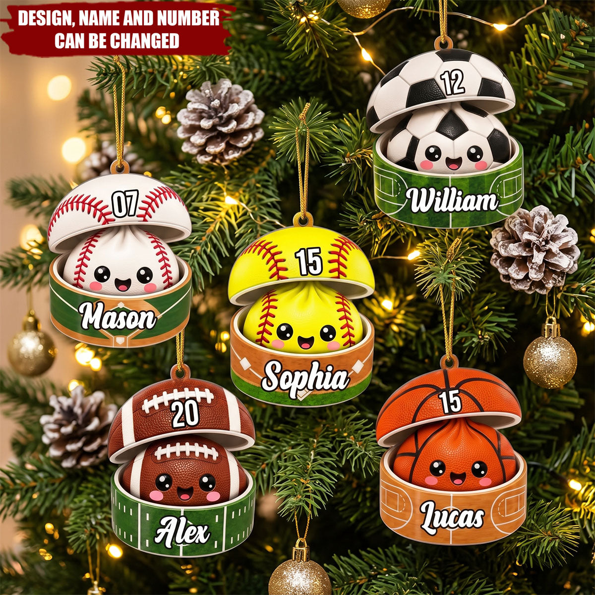 Cute Dumplings For Baseball, Softball, Soccer, Football, Basketball, Hockey Lover - Personalized Ornament