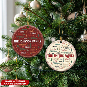 Family Name Word Christmas Theme - Personalized Ornament