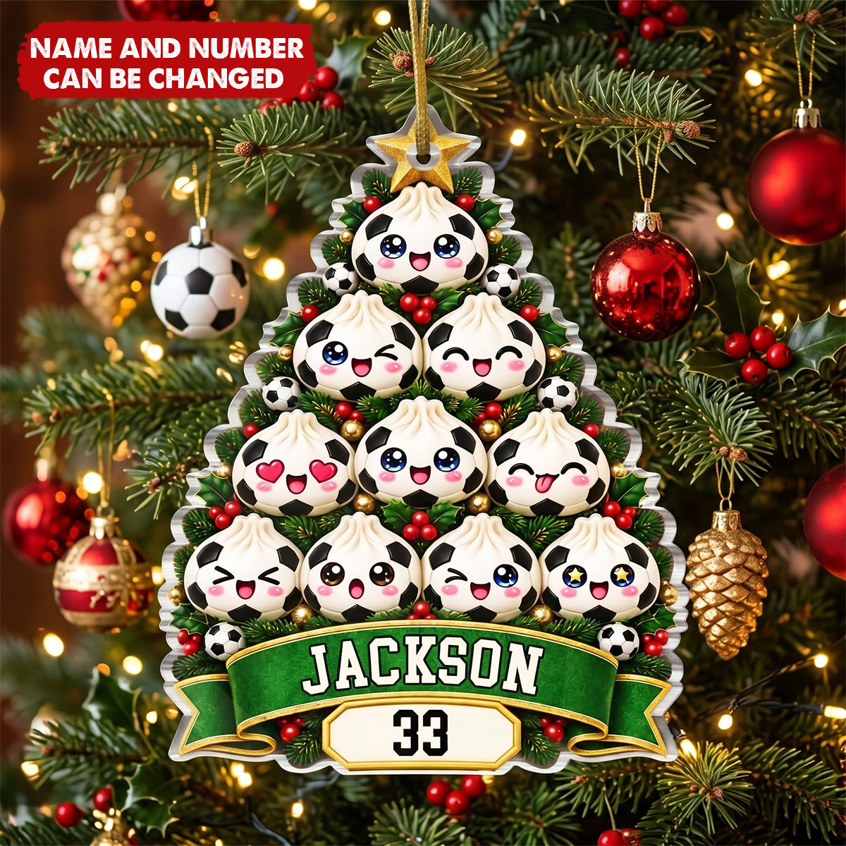 Custom Dumpling Squishy Acrylic Ornament - Personalized Christmas Birthday Gifts For Kids, Sport Fans, Sport Lovers - All Star Christmas