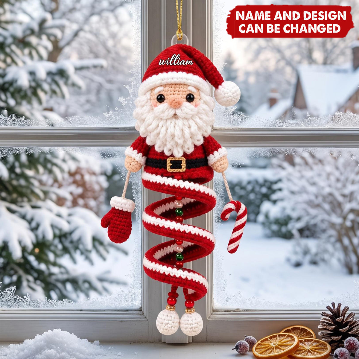 Custom cute Snowman, Santa Acrylic Ornament - Personalized Christmas Birthday Gifts For Son, Daughter, Grandkids - Personalized Ornament