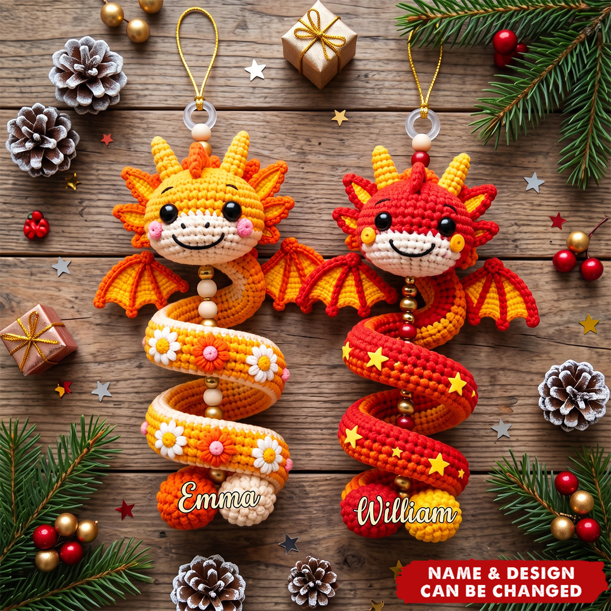 Custom cute Dragon Nursery Acrylic Ornament - Personalized Christmas Birthday Gifts For Son, Daughter, Grandkids - Personalized Ornament