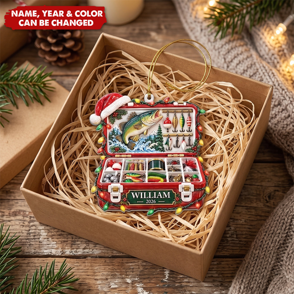 Christmas Gift For Fisherman - Personalized Fishing Tackle Box Ornament