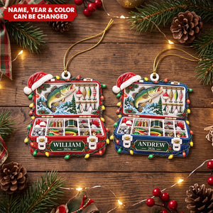 Christmas Gift For Fisherman - Personalized Fishing Tackle Box Ornament