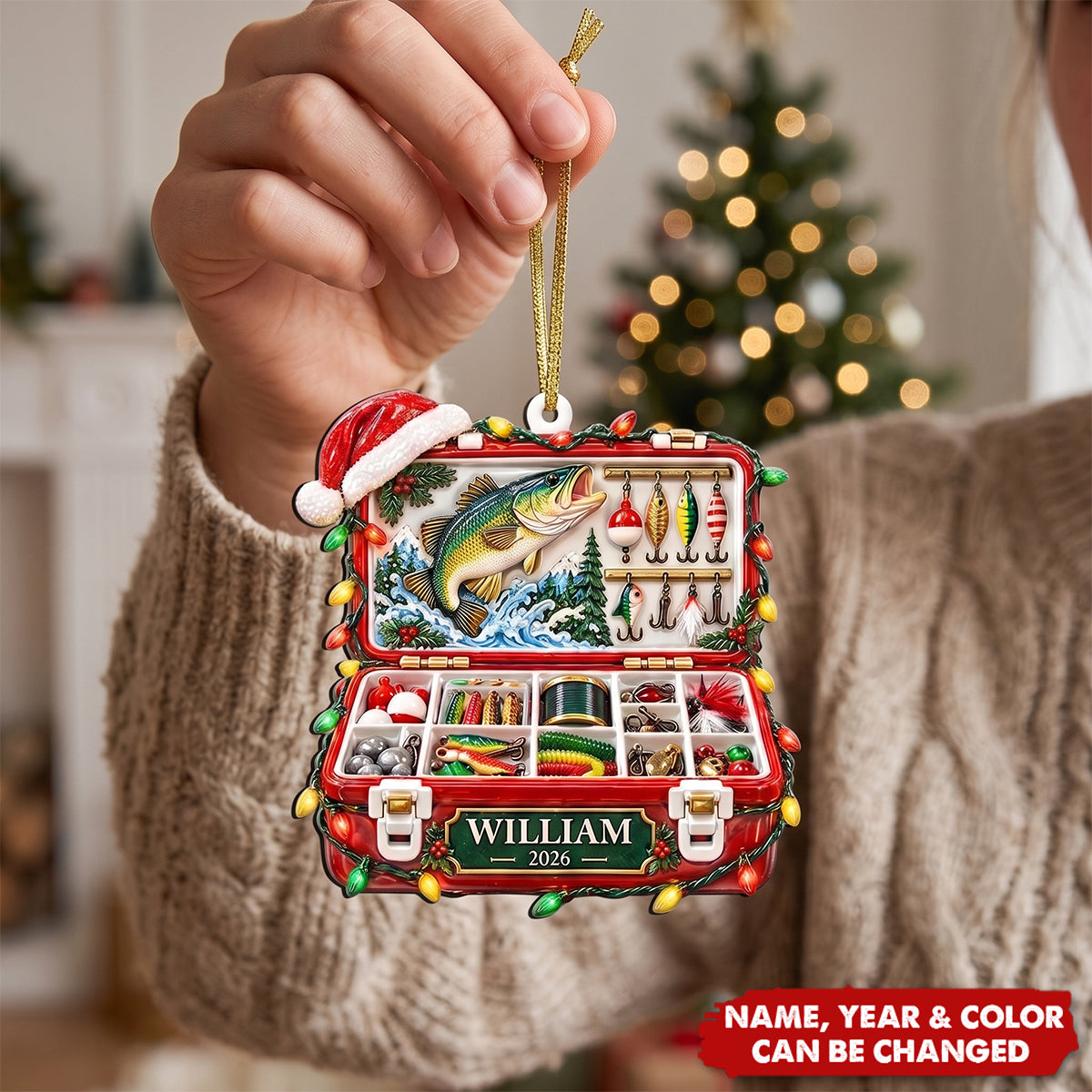 Christmas Gift For Fisherman - Personalized Fishing Tackle Box Ornament
