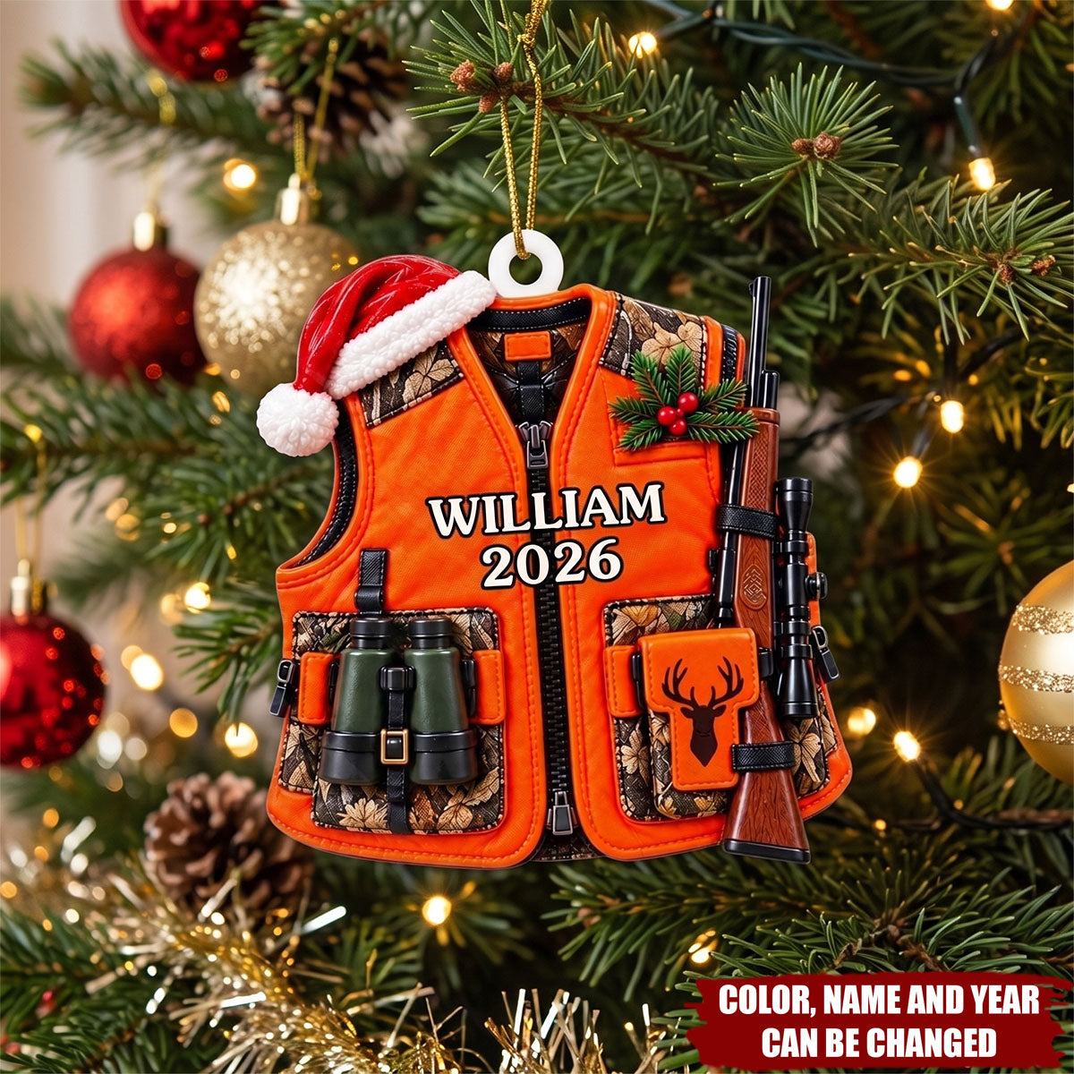 Custom Name Hunting Christmas Gifts for Hunters - Personalized Acrylic Ornament