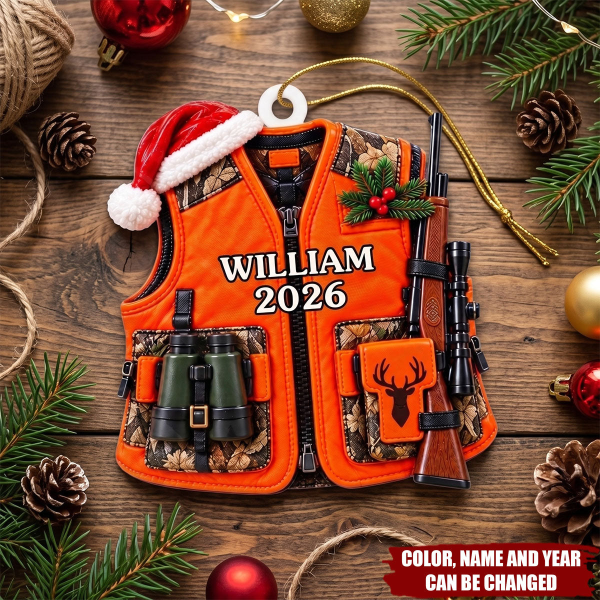 Custom Name Hunting Christmas Gifts for Hunters - Personalized Acrylic Ornament