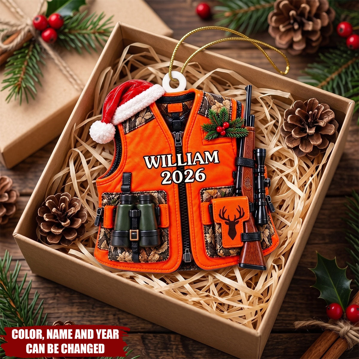 Custom Name Hunting Christmas Gifts for Hunters - Personalized Acrylic Ornament