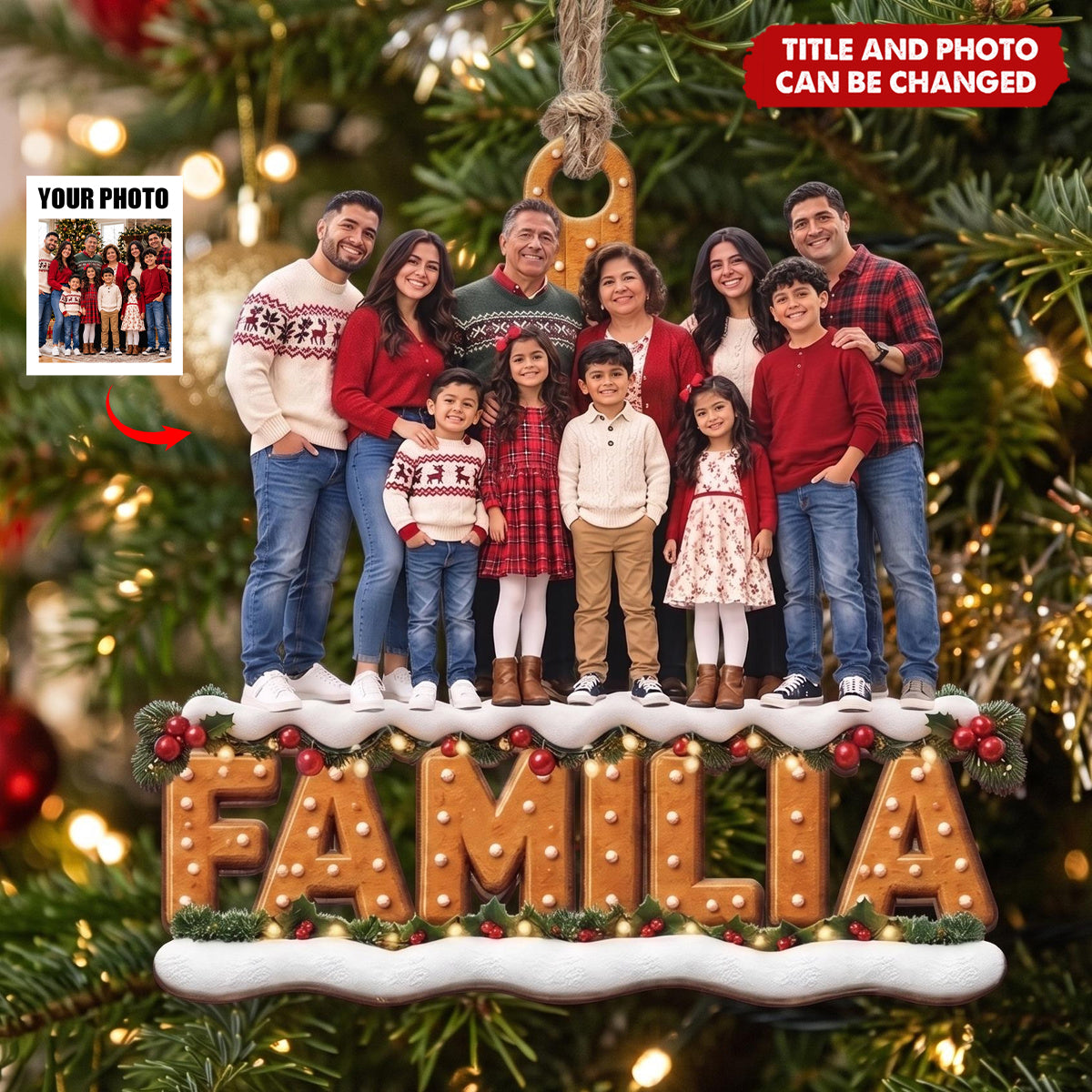 Custom Photo Ornament Gift For Family Parents Grandparents - Personalized Ornament