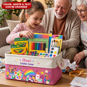 Art Supply Basket For Painting Lover Kids, Grandkids - Personalized Storage Basket