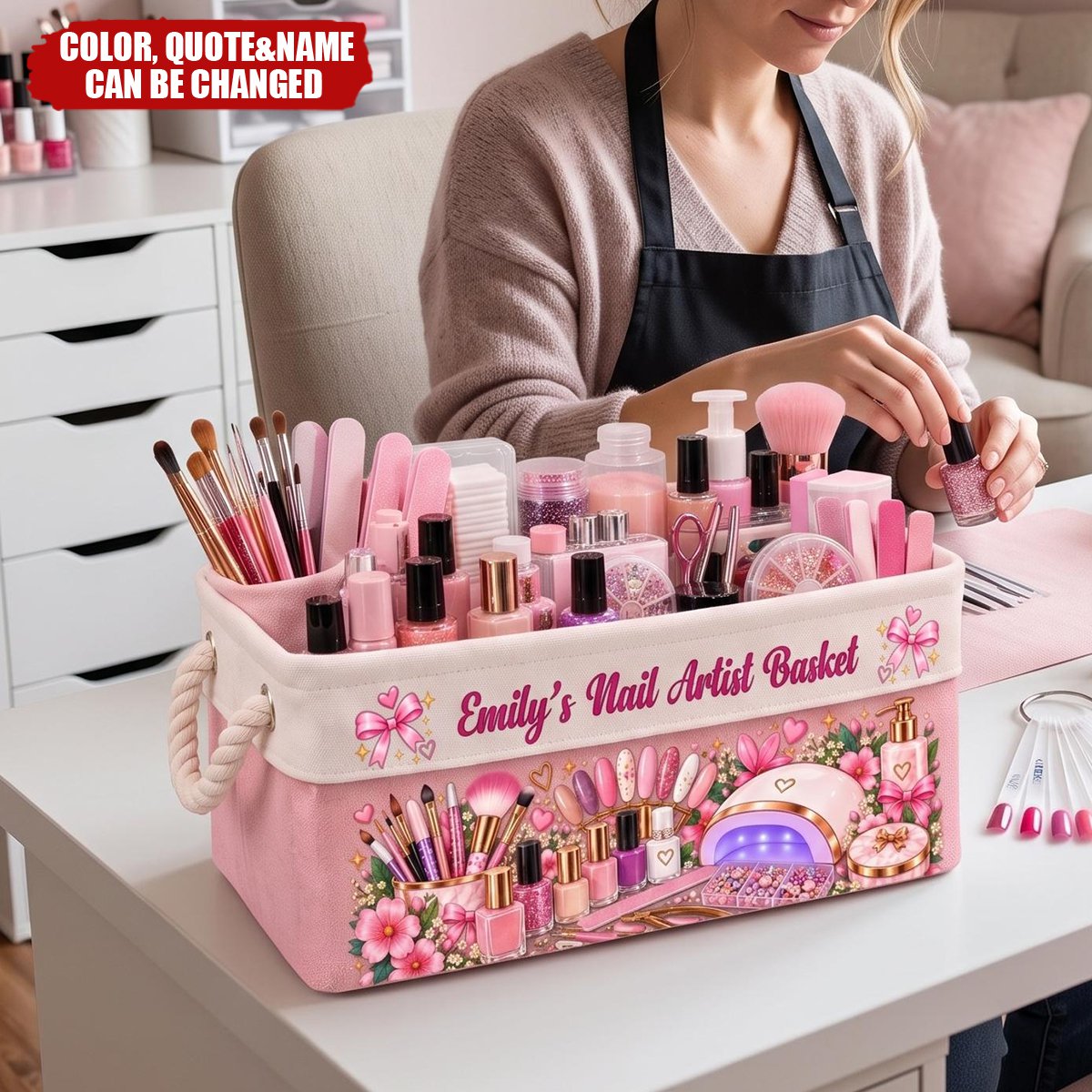 Nail Artist Basket Storage With Handles For Nail Artist - Personalized Storage Basket