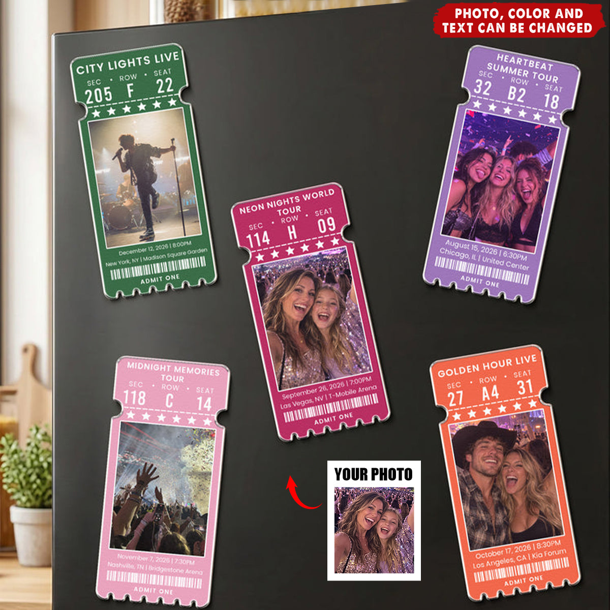 Custom Concert Ticket With Photo Music Event For Fans, Music Lovers - Personalized Magnet