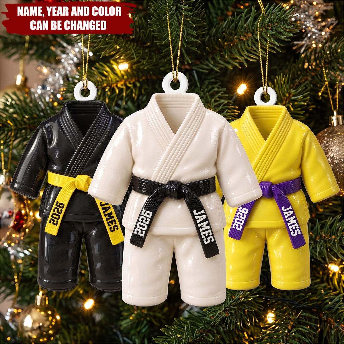 Karate Kid - Custom Name Belt & Name - 3D Printed - Personalized Ornament