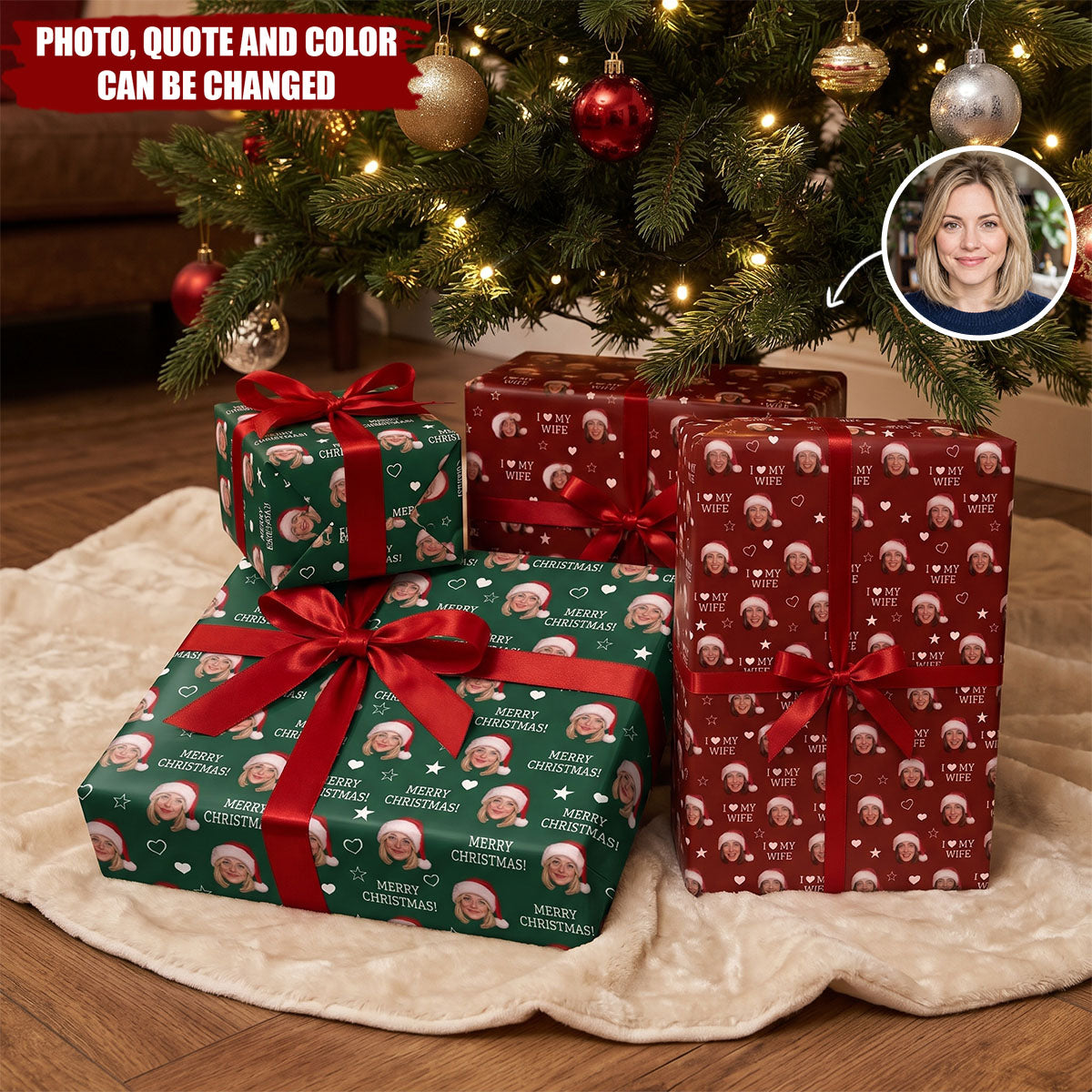 Custom Photo Christmas Gifts For Couples - Personalized Wrapping Paper